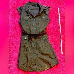 Willi Smith Chocolate Brown Linen Dress B009